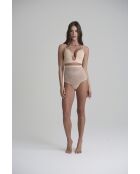 String gainant taille haute en dentelle beige