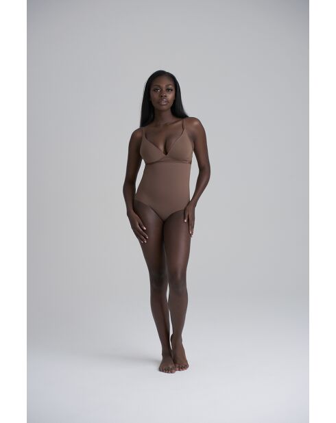 Culotte gainante taille haute cacao