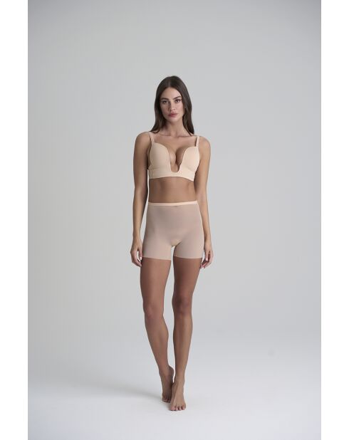 Shorty en tulle gainant beige