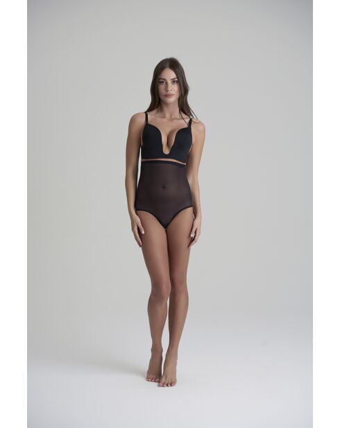 Culotte gainante taille haute en tulle noire