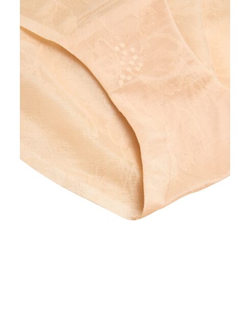 Culotte gainante taille haute en dentelle beige