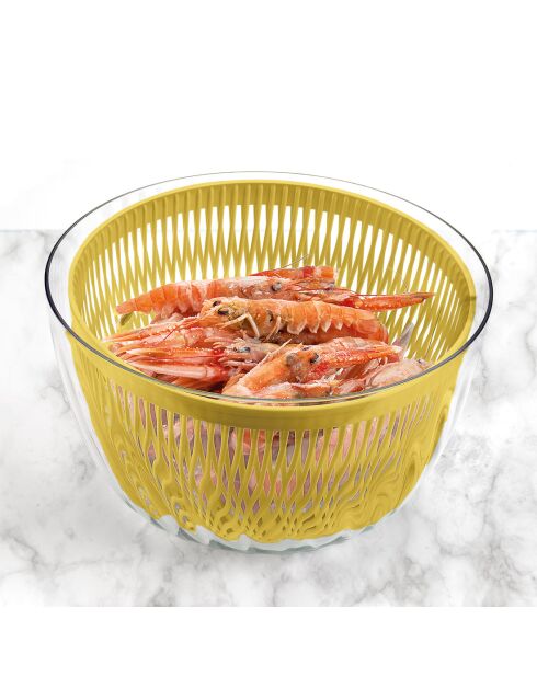Centrifugeuse à salades Spin&Store jaune acide - D.26 cm