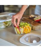 Set de 3 recipientes de vidrio herméticos blancos - 9,3x19,5x19,5 cm