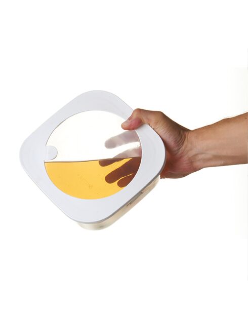 Set de 3 recipientes de vidrio herméticos blancos - 9,3x19,5x19,5 cm