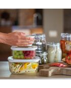 Set de 3 recipientes de vidrio herméticos blancos - 9,3x19,5x19,5 cm