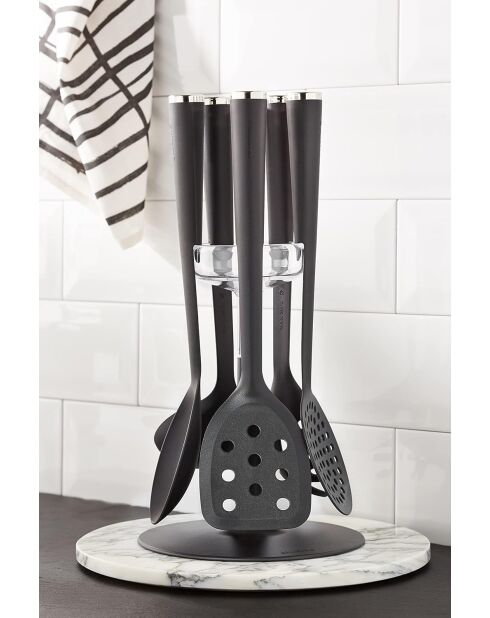 Ensemble de cuisine guzzini de 5 louches avec base chrome - 19 x h35 cm