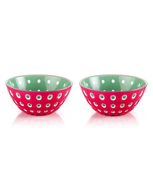 Set de 2 coupelles Le Murrine magenta/blanc/vert menthe - D.12 cm