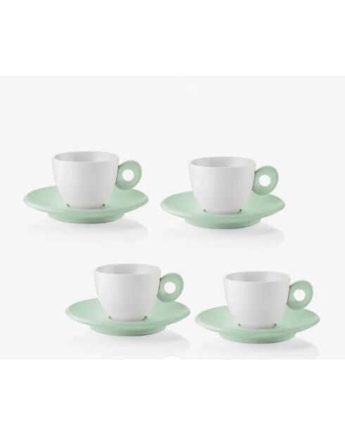 Ensemble de 4 tasses à café avec soupe Everyday vert mauve -50 ml - 10,5x16x16 cm