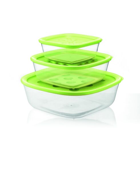 Set de 3 bocaux vert pomme - 8,5x24,7x24,7 cm