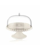 Petit présentoir à gâteau avec dôme Tiffany blanc laiteux - 27x30 cm