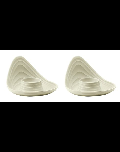 Set de 2 hueveras Tierra de arcilla negra - 7,3x10,5x12 cm