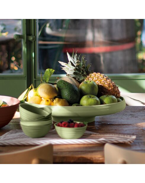 Centre de table / corbeille à fruits Tierra vert algue - 8,9x30x42 cm