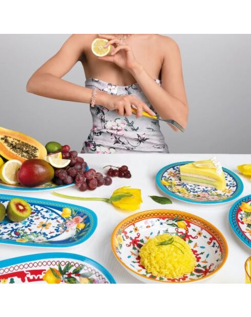 Assiette à dessert Flower&Lemon assortie - D.21,5 cm