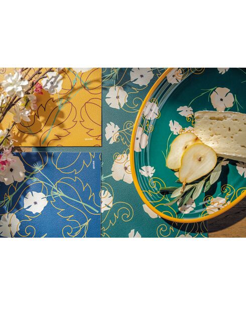 Mantel individual de poliuretano Fusion azul mediterráneo - 1,8x33x44 cm