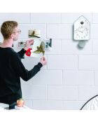 Horloge murale QQ-Up en marbre avec pendule gris foncé - 18,8x9,8xh37 cm