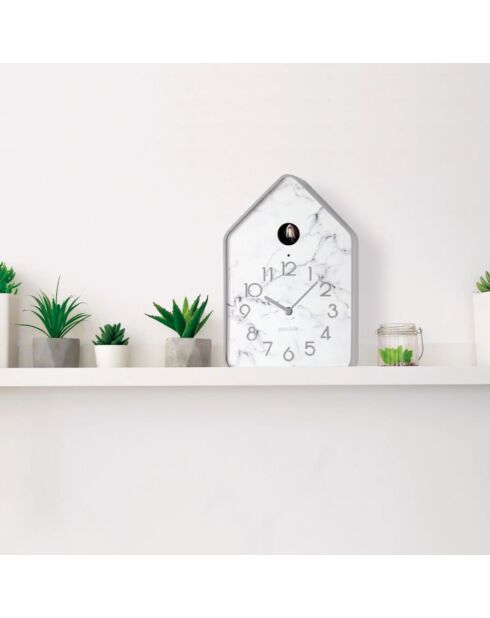 Horloge murale QQ-Up en marbre avec pendule gris foncé - 18,8x9,8xh37 cm
