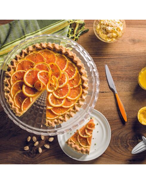 Petit présentoir à gâteau avec dôme Tiffany transparent - 27x30 cm