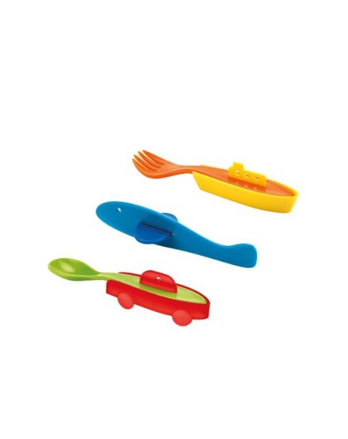 Juego de cubiertos Traffic de 3 piezas para niños, varios colores, 19 x 19 x 6 cm