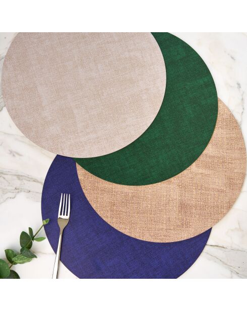 Set de table rond en tissu émeraude - 37,5 cm