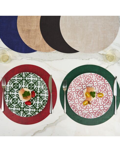 Set de table rond en tissu émeraude - 37,5 cm