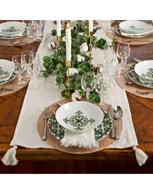 Set de table rond en tissu émeraude - 37,5 cm