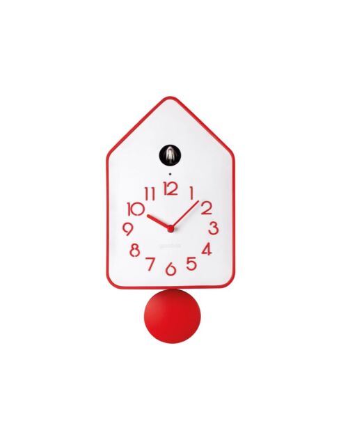 Horloge murale à pendule QQ-Up rouge - 18,8x9,8xh37 cm