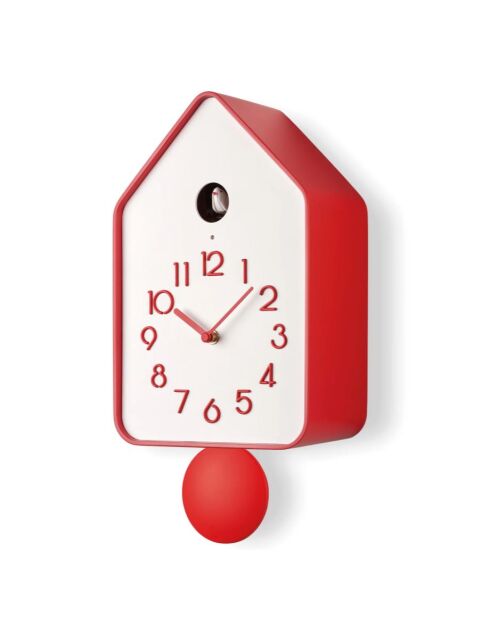 Horloge murale à pendule QQ-Up rouge - 18,8x9,8xh37 cm