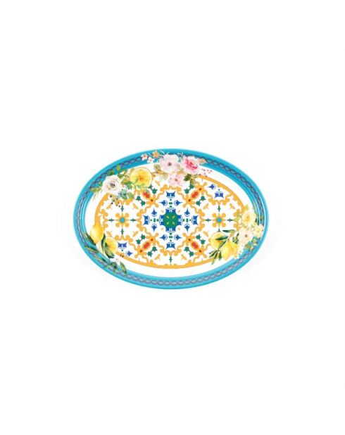 Petit plateau ovale Flower&Lemon assortie - 35,5x25,5x3 cm