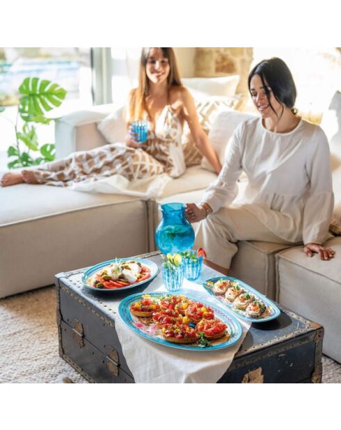 Petit plateau ovale Flower&Lemon assortie - 35,5x25,5x3 cm