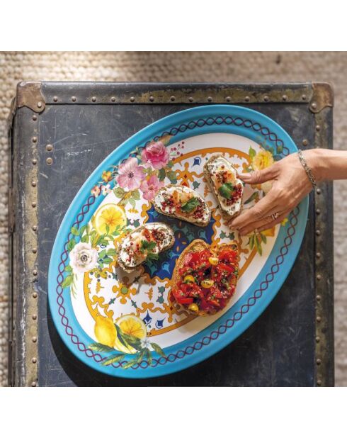 Petit plateau ovale Flower&Lemon assortie - 35,5x25,5x3 cm