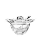 Tazza per formaggio/zuccheriera trasparente con cucchiaio - 16,5x12,5x10 cm