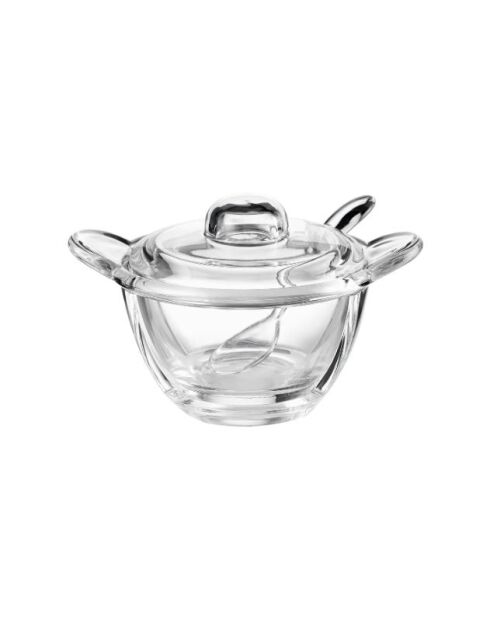 Tazza per formaggio/zuccheriera trasparente con cucchiaio - 16,5x12,5x10 cm