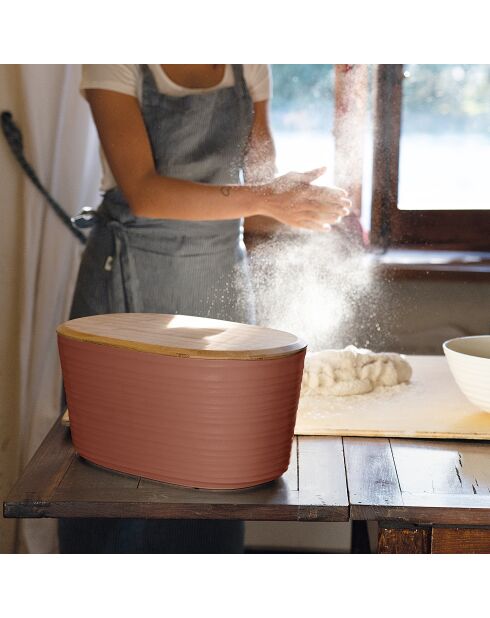 Portapane in bambù Tierra con coperchio Tagliere in terracotta leggera in bambù - 19x23,2x39,2 cm