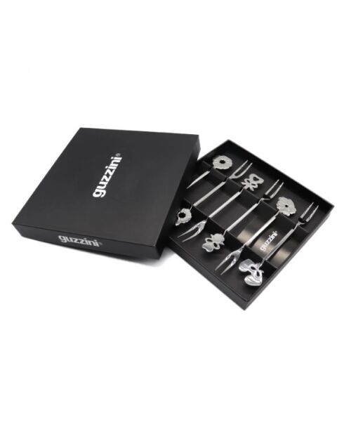 Set van 6 Love stalen aperitiefvorkjes - 16x16x2 cm