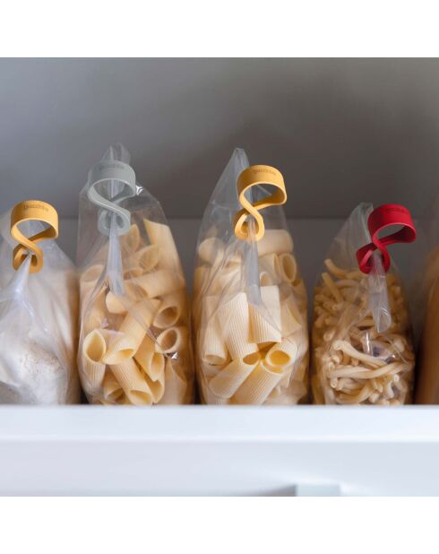 Set mit 5 verschiedenen Infinite Eco Clips — 2 große: 8,2 x 2,9 x 5 cm/3 kleine: 5,5 x 2 x 3 cm