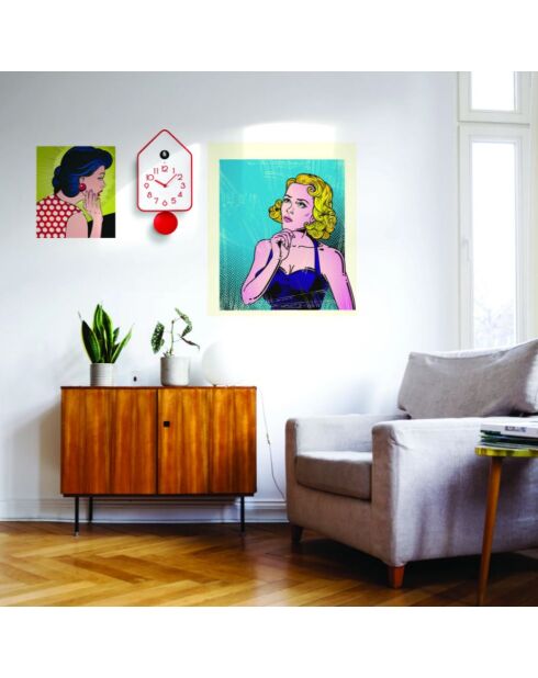 Horloge murale à pendule QQ-Up rouge - 18,8x9,8xh37 cm