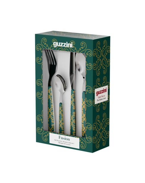 Juego de cubiertos Emerald Fusion de 24 piezas, 15 x 7,2 x 24 cm