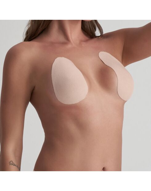 3 Paires de Pads Adhésifs & 6 Caches-Tétons satinés beiges