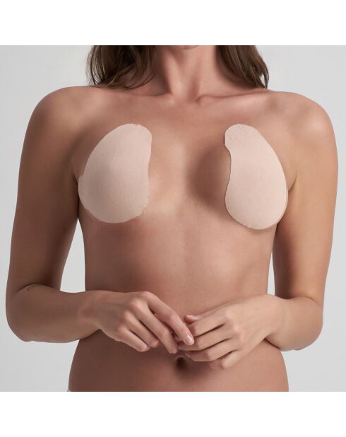 3 Paires de Pads Adhésifs & 6 Caches-Tétons satinés beiges