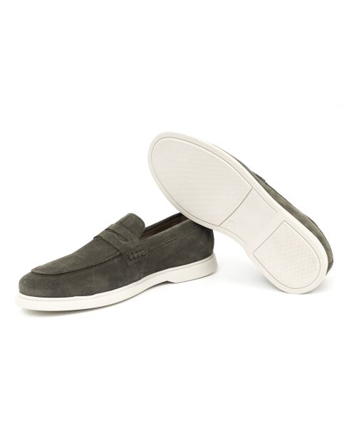 Stepgroene suède instappers