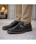 Monks 100% zwart Crevil leer