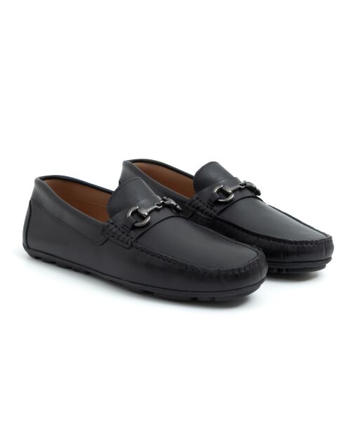 100% zwarte leren loafers van Bulan