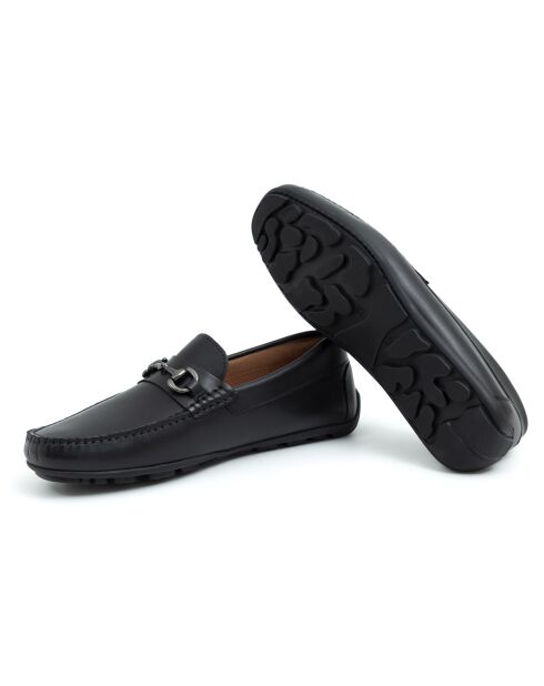 100% zwarte leren loafers van Bulan