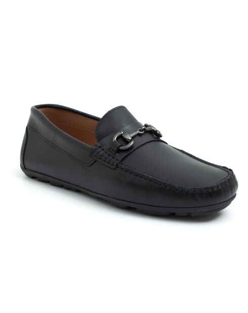 100% zwarte leren loafers van Bulan
