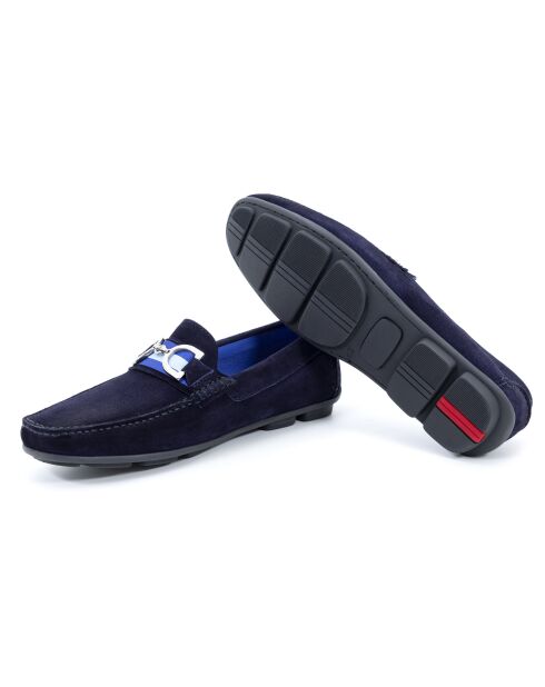 Blauwe suède instappers van Sekio