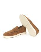 Mocassini Step camel in pelle scamosciata