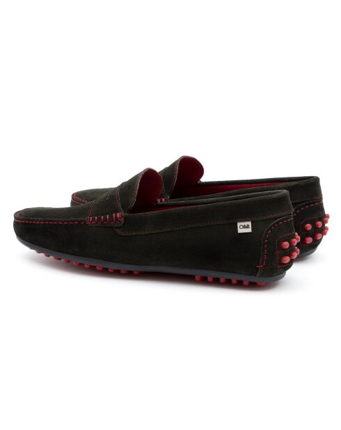 Soepele groene suède instappers