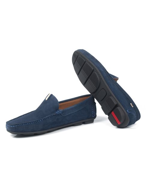 Blauwe suède instappers van Safat