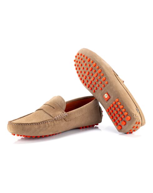 Mokassins Silor aus beigem Veloursleder