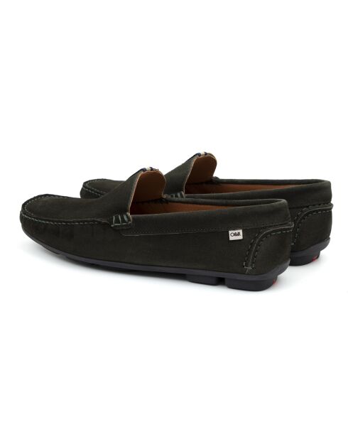 Groene suède instappers van Saflag